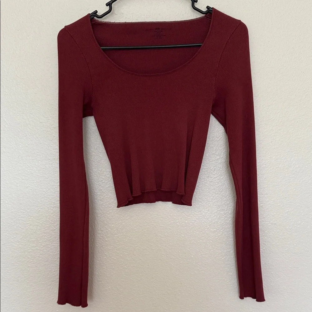 Women's Maroon Long Sleeve Top - Picture 5 of 5